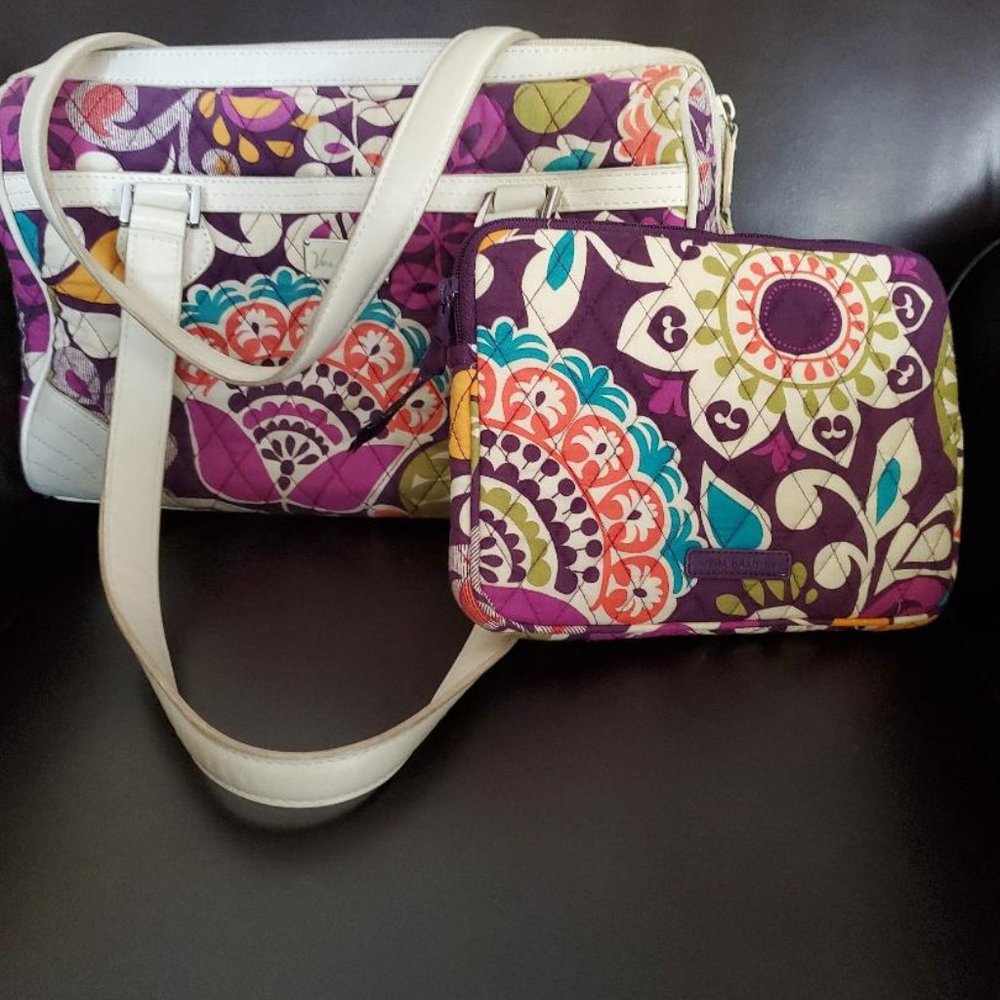 Vera Bradley satchel and coordinating cosmetic bag